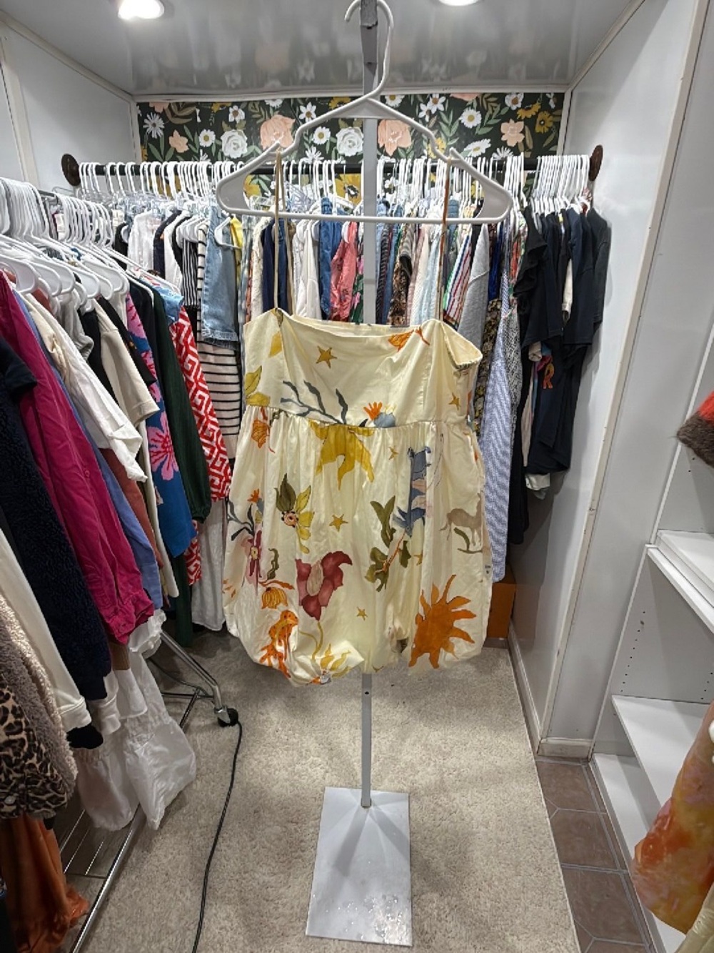 Cream Floral and Sun Print ZARA DRESS SIZE L